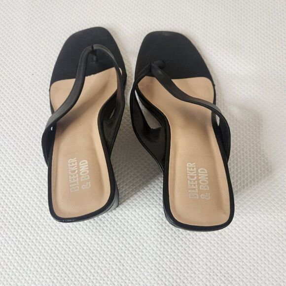 Bleecker and Bond Zetta Wedge Sandal Womens Size 8 Black Leather - Picture 7 of 13